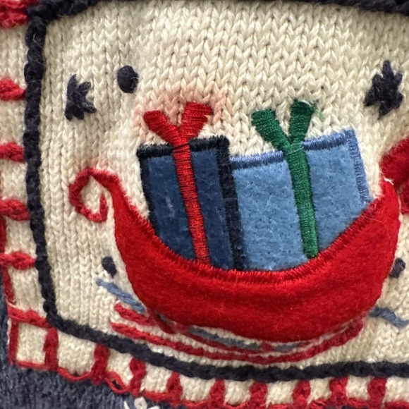 Bobbie Brooks Christmas Holiday Sweater Vest Size Large Snowman & Sleigh - Picture 7 of 12